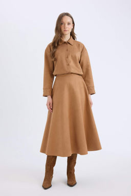 A Kesim Basic Duz Suet Midi Etek - Defacto фото 2