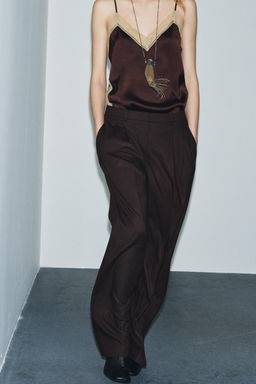 PANTAL?N PINZAS WIDE LEG ZW COLLECTION / Marr?n - Zara фото 4