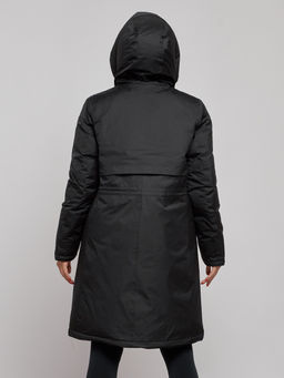 Пальто утепленное с капюшоном зимнее женское черного цвета 52333Ch - HULDLUCK фото 13