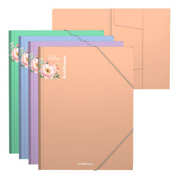 Цена за 4 шт. Папка на резинках пластиковая ErichKrause Matt Pastel Bloom, A4, ассорти (в пакете по 4 шт.)