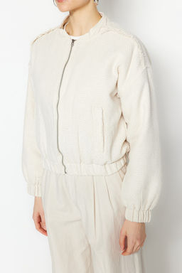 TRENDYOLMILLA Ekru Oversize Tuvit Bomber Ceket Mont TWOSS23MO00052  фото 4