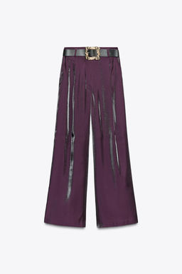 SATIN WIDE-LEG TROUSERS WITH BELT - Zara фото 6