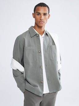 Regular Fit Uzun Kollu Gabardin Erkek G?mlek Ceket