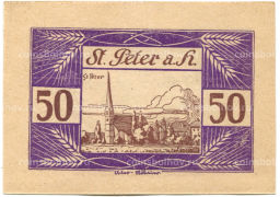 50 геллеров 1920 года Австрия  Санкт-Петер-на-Вимберге (нотгельд)