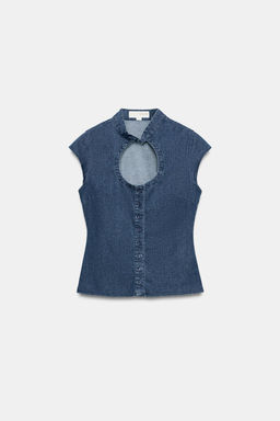 TOP EFECTO DENIM BOTONES / Azul - Zara фото 3