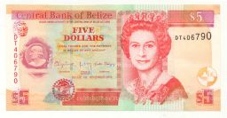 Банкнота 5 долларов 2015 года Белиз