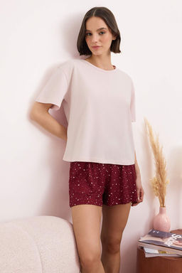 Trendyolmilla Mavi %100 Pamuklu Y?ld?z Desenli Sortlu Orme Pijama Tak?m? THMSS24PT00202  фото 15