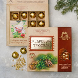 Кедровый трюфель в натуральном шоколаде классический коробка 80гБОНУС (травяной чай в подарок)