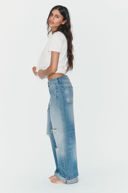 TRF RIPPED BAGGY FOLDED JEANS - Zara фото 24