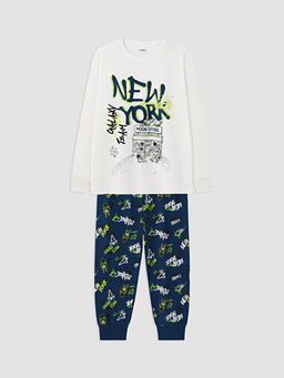 New York Bask?l? Erkek ?ocuk Pijama Tak?m
