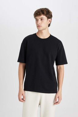 Базовая футболка свободного кроя с круглым вырезом и короткими рукавами - Defacto фото 3