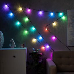 Умная гирлянда Нить 6 м с насадками Калейдоскоп, IP20, тёмная нить, 20 LED, свечение RGB, USB - Luazon lighting фото 3