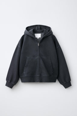 SUDADERA FELPA CREMALLERA / Gris antracita