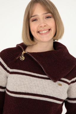 Женский бордовый свитер с v-образным вырезом Неожиданная скидка в корзине - U.s. polo assn фото 2