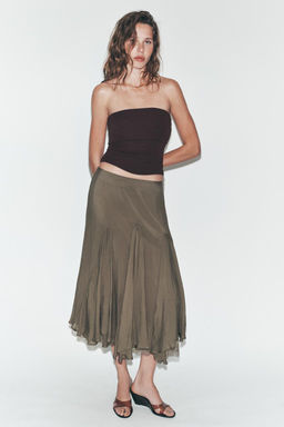 FLOWING GODET SKIRT WITH LACE
