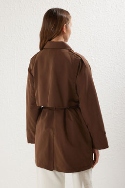 Koyu Kahverengi Parca Detayl? Regular Midi Trenckot TWOSS25TR00018 - Trendyolmilla фото 5