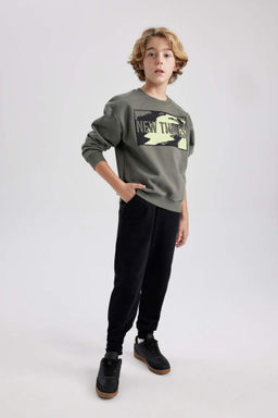 Толстый свитшот оверсайз с круглым вырезом для мальчика - Defacto фото 2