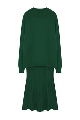 Zumrut Yesili Pileli Etekli Triko Alt-Ust Tak?m TWOAW23AU00184 - Trendyolmilla фото 6