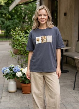 K13530 Футболка OVER SIZE (хлопок) ГРАФИТ