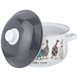 КАСТРЮЛЯ AGNESS ЭМАЛИРОВАННАЯ С ЭМАЛ.КРЫШКОЙ СЕРИЯ FAMILY FARM, 2.8 Л, 20*12 СМ  фото 3