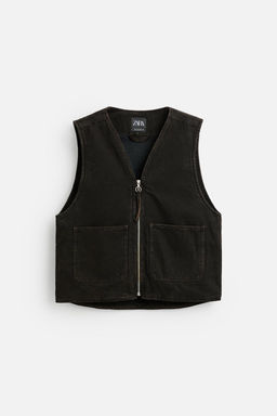 DENIM WAISTCOAT WITH POCKETS - Zara фото 6