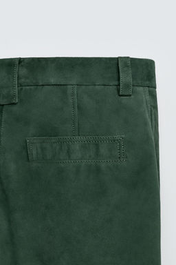 RELAXED FIT LEATHER SUEDE BERMUDA SHORTS - Zara фото 11