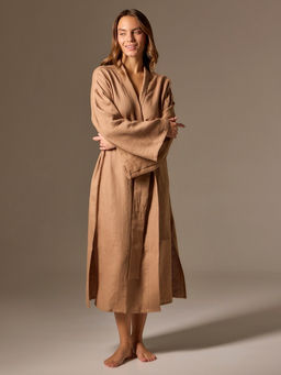 Халат домашний женский SL Linen Home, размер XL, кофейный