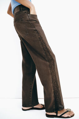 JEANS Z1975 LOOSE TIRO MEDIO COMBINADO CROCHET / Marr?n - Zara фото 4