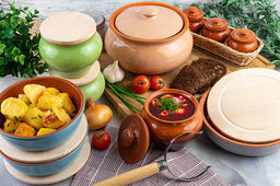 Набор 2 горшков 0,9 л 14,5*14,5*12,5 см "TerraCotta" с крышкой для запекания салатовый