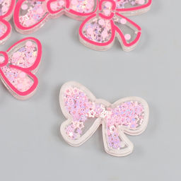 Цена за 5 шт. Шейкер для творчества акрил «Бант», с глиттером, 0.5×4.5×3.2 см