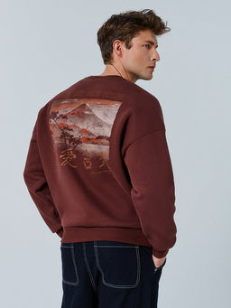 Теплый свитшот мужской коричневый с начесом и художественным принтом - Mark formelle фото 3