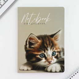 Ежедневник А5+, 100 л. Мягкая обл. Софт-тач Котёнок