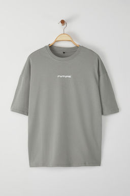 TRENDYOL MAN Antrasit Oversize/Genis Kesim Kabar?k Bask?l? %100 Pamuklu T-Shirt TMNSS23TS00171 - Trendyolmilla фото 3