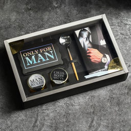 Подарочный набор Only for man: крем-мед с апельсином и хлопком, орехи в шоколадной глазури 70 г, чай чёрный, ложка