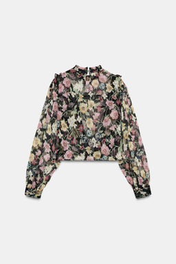 FLORAL PRINT RUFFLED BLOUSE - Zara фото 8
