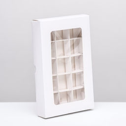 Цена за 2 шт. Коробка для 15 конфет, белая, 13.7×22×3.5 см