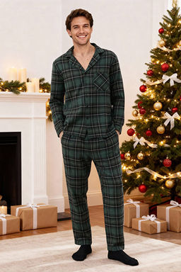Ye_il Regular Fit Ekose Dokuma Pijama Tak_m_ TMNAW22PT1080 - Trendyolmilla фото 2