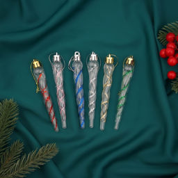 Ёлочные игрушки набор 6 шт. Сосулька Космин 11.51 см, прозрачный МИКС - Зимнее волшебство фото 2