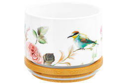 Банка д/хранения 250 мл 9,3*9,3*7 см Певчие птички + дер. крышка-подст. с сил. упл. (без золота) - Elan gallery фото 9