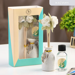 Набор подарочный с диффузором «Ваза с цветком» жасмин, «Богатство Аромата»