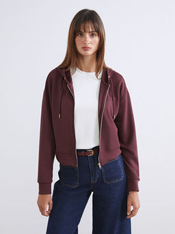 Kap??onlu Kad?n Fermuarl? Sweatshirt