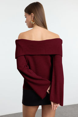 Bordo Gul Detayl? Carmen Yaka Triko Kazak TWOAW25KZ00373 - Trendyolmilla фото 5