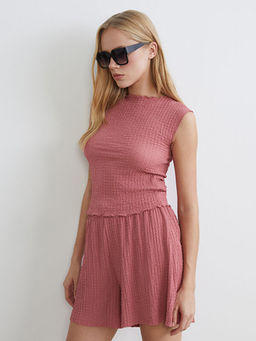 Bisiklet Yaka Dokulu Bluz