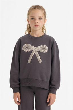 Overshirt Fit Bask_l_ __i Yumu_ak T_yl_ Sweatshirt K_z _ocuk - Defacto фото 3