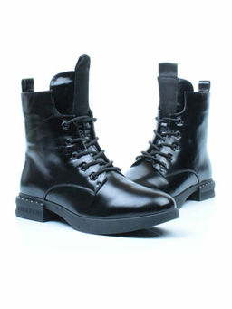 01-CH6315-21B100M BLACK Ботинки демисезонные женские (натуральная кожа, байка) - Фабричный китай фото 13
