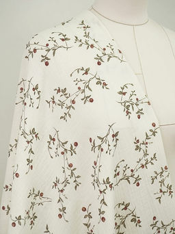 Муслин двухслойный с эф.жатости Ягодные веточки цв.сливочный, ш.1.4м, хл-100%, 110гр/м.кв - Купава фото 2