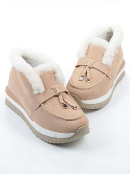 04-5520-11 BEIGE Ботинки зимние женские (натуральная кожа, 100% шерсть)