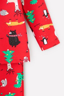 CROCKID СТОК! Пижама. Цвет: праздничный микс на насыщенно-красном