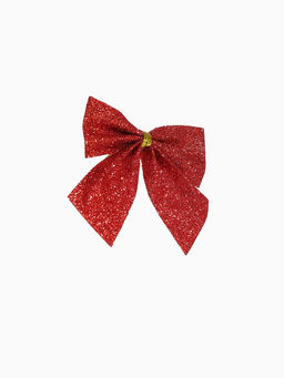 Цена за 2 шт. Ёлочные игрушки 12 шт. «Зимнее волшебство. Бантик - блеск» пластик, 4.5×5.5 см, красный