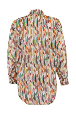 Geometrik Desenli Dokuma Uzun Oversize 100% Pamuk Plaj Gomlek TBESS26GO00009 - Trendyolmilla фото 2